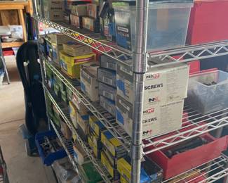 Boxes of screws, nails, small hardware
