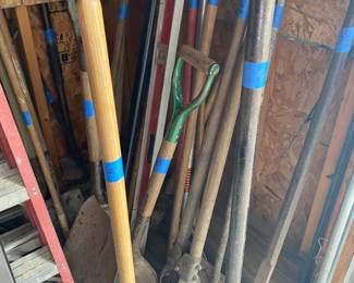 Shovels; tampers; pipe benders; rakes and assorted other dirt tools