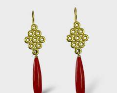 18K gold Coral Earrings