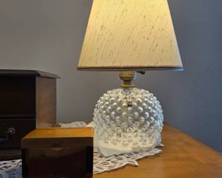 Hobnail Glass, Smaller Lamps. (2 Available)