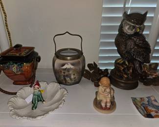 Misc. Tea/Bisqkuit Caddies, Lenox Dish, Ceramic Owl