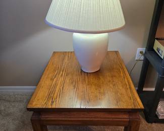 Wood End Table & Lamp