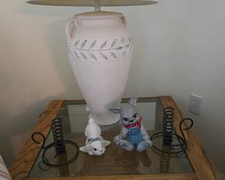 End Table with Lamp & Figurines