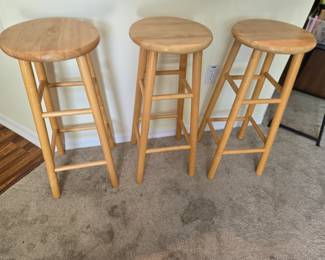 3 Wood Barstools