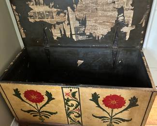 #66 - $300 - Pennsylvanian primitive trunk with red flowers 24tx24wx20.5
