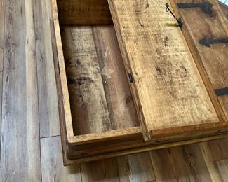 #47 - $190 - Antique Spanish wood trunk - two doors on top 16tx35wx35d