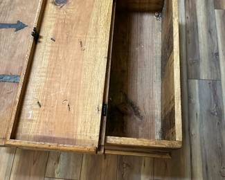 #47 - $190 - Antique Spanish wood trunk - two doors on top 16tx35wx35d