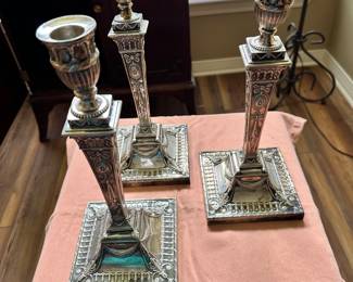 #30 - $150 - Crichton & Bros London / NY set of 3 candle sticks - As is