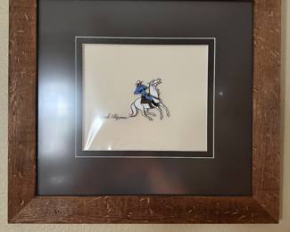 #64 - $90 - Herb Klynn Texas Ranger picture with leather matting17x17