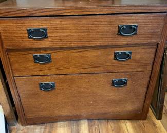 #60 - $56 - Wood file cabinet 30tx34wx19.5d
