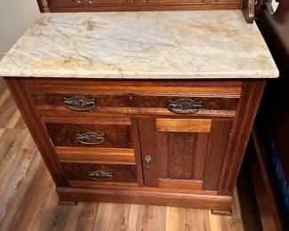 #79 - $150 - Wood dresser with marble top 33tx29.5wx16d