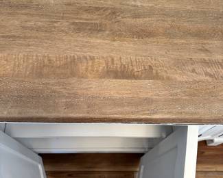 #1 - $250 - White washed side board with natural wood top 35tx60wx18d