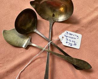 #25 - $78 - 3 Sterling serving spoons 3.4 oz