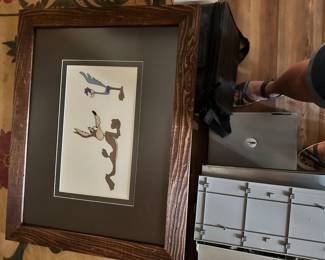 #65 - $90 - Wiley coyote & Road runner picture with leather matting 23x18