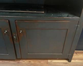 #42 - $400 - Entertainment center black with natural wood top - solid 38tx60wx23d