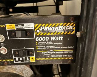 #101 - $200- DeVilbiss Air Power Co. Powerback 6000 Watt contractor generator, premium brushless alternator. Was serviced last summer.