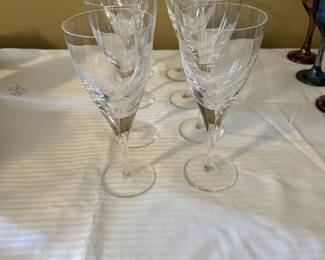 #56 - $90 - #56B - $70 - Bohemian wine glasses gold trimmed - 12 glasses