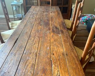 #13 - $1,000 - Antique walnut table with 10 chairs table - 27.5tx30.5w96L chairs 24tx16.6wx15d