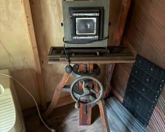 Antique Adjustable Pedestal Camera Stand - $750