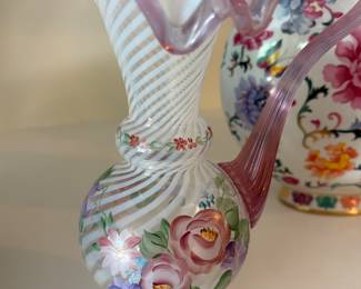 Commemorative signed Fenton pitcher