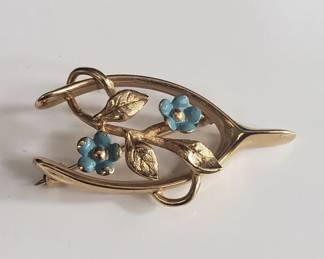 14k gold floral pin