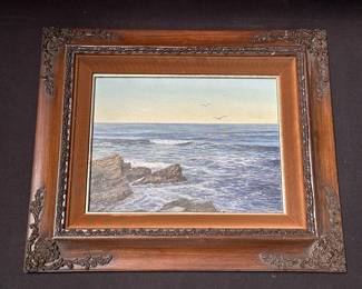 Signed and framed Dychie Wallace oil on canvas seascape painting