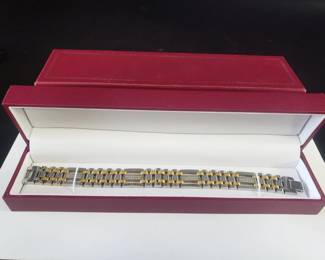 Helzburg stainless steel and diamond men's bracelet with COA