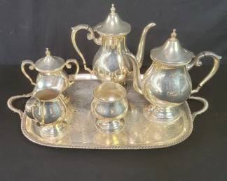 Six piece silver plate tea set