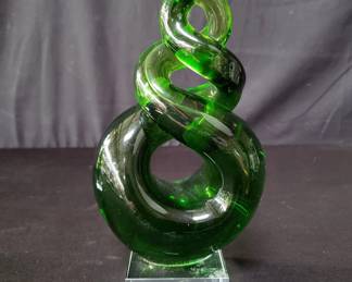 Studio art green glass sculpture