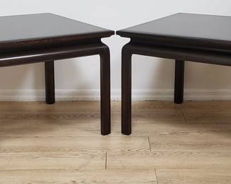 Pair of vintage Chinese-style walnut side tables
