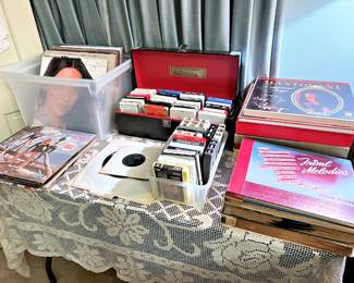 Vintage record albums, 8 track tapes, etc.