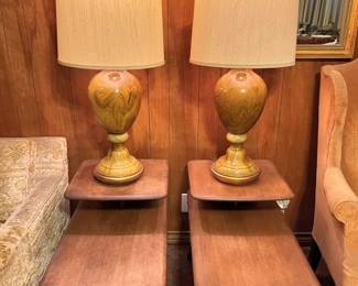 Vintage Marbro lamps on Heywood Wakefield Mid Century modern tables