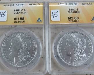 ANACS Graded Morgan Silver Dollars