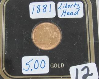 1881 Gold $5.00 Coin