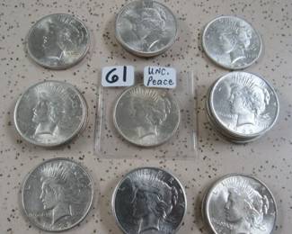 UNC. Peace Silver Dollars