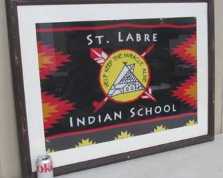 1950's Indian School Remnant Blanket Framed