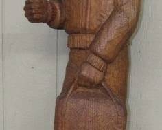 1978 Carved Wood Hitchhiker Statue