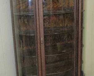Oak China Cabinet w/Claw Feet & Top Mirror