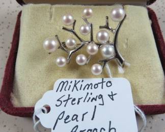 Mikimoto Sterling & Pearl Brooch