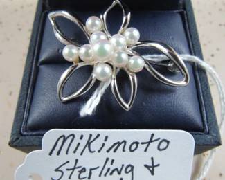 Mikimoto Sterling & Pearl Brooch