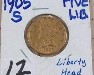 1905-S Gold $5.00 Coin
