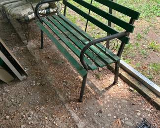 Metal and wood slat bench