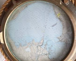 Top of nautical table—map of Anchor Bay