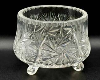 Gorgeous Pinwheel Cut Crystal Footed Bowl