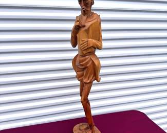 Hand-Carved Wooden Statue of Don Quixote Holding a Book – 38” Tall