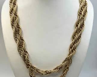 Vintage Gold-Tone Rope Chain Necklace