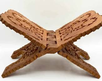 Hand Carved Indian Wooden Folding Book Stand