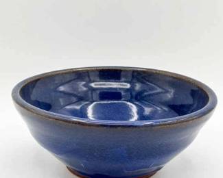 Signed Studio Pottery Bowl with Deep Blue Glaze