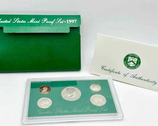 1997 United States Mint Proof Coin Set With Certificate Of Authenticity