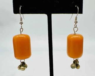 MCM Style Bakelite Butterscotch Bead Earrings